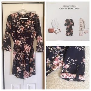 41 Hawthorne Cristen Shirt Dress - Size L, Navy